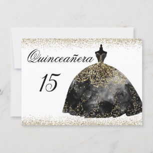 Invitación de Quinceanera Purpurina de oro de colo
