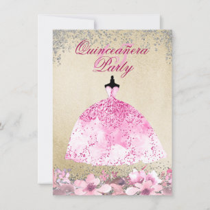 Invitación de Quinceanera, Purpurina de plata de c