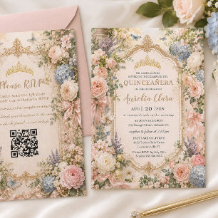 Invitación de Quinceañera Regencia Inglesa Floral