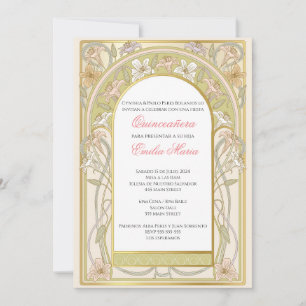 Invitación de Quinceañera retro vinage en espanol