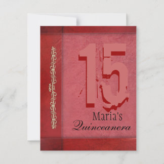 Invitación de Quinceañera Roja y Rosa