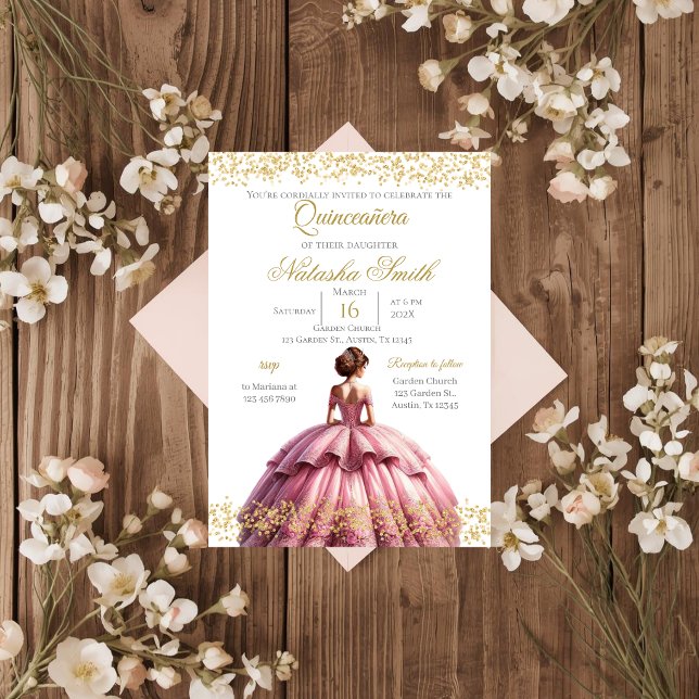 Invitación de quinceañera rosa (Subido por el creador)