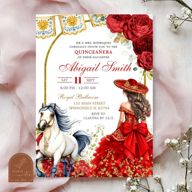 Invitación de Quinceañera Rosa Charra Roja (Subido por el creador)