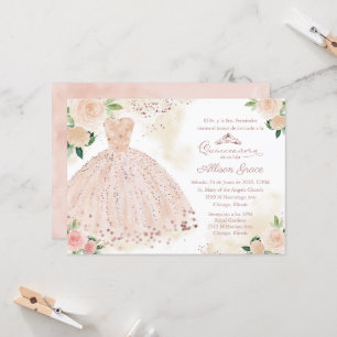 Invitación de Quinceanera Rosa de Rubor español Go