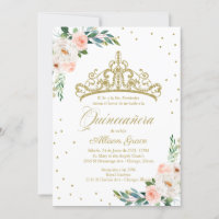 Invitación de Quinceanera Rosa de Tiara Bilingüe