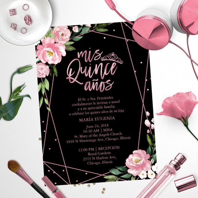 Invitación de Quinceañera Rosa Desmayada Dorado (Subido por el creador)