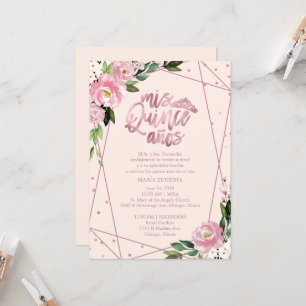 Invitación de Quinceañera Rosa Desmayada Dorado