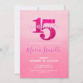 Invitación de quinceañera rosa para cumpleaños 15