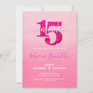 Invitación de quinceañera rosa para cumpleaños 15