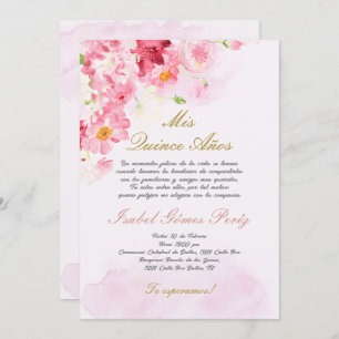 Invitación de Quinceanera rosa Rubor en español