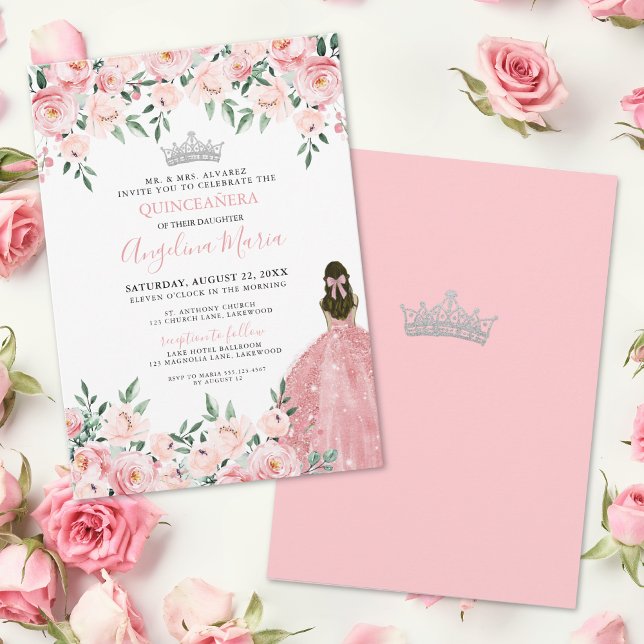 Invitación de Quinceañera Rosa Sonrojado (Blush Pink Quinceanera Invitation)