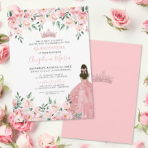 Invitación de Quinceañera Rosa Sonrojado