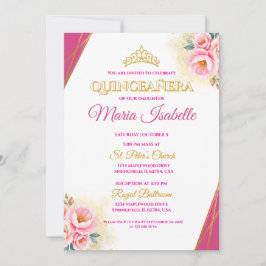 Invitación de Quinceañera Rosa y Oro