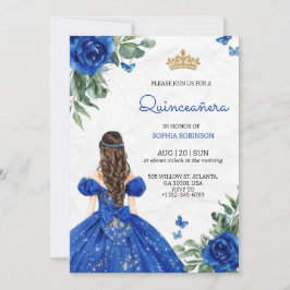 Invitación de Quinceañera una niña que lleva vesti