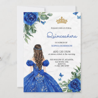 Invitación de Quinceañera una niña que lleva vesti