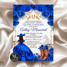 Invitación de Quinceañera Vaquero Azul Real, 15 Añ