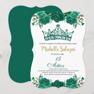 Invitación de Quinceanera verde esmeralda