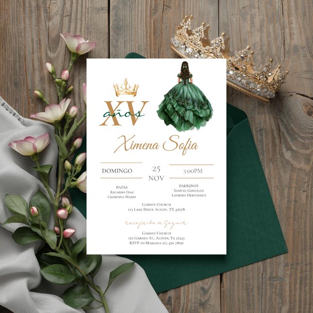 Invitación de Quinceañera Verde Esmeralda (Subido por el creador)