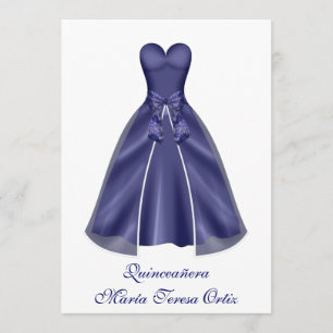 Invitación de Quinceañera vestido elegante en espa