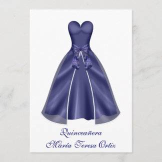 Invitación de Quinceañera vestido elegante en espa