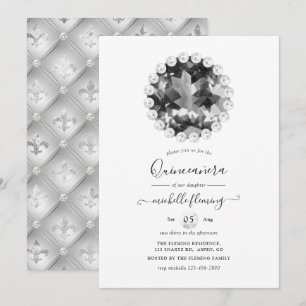 Invitación de Quinceañera Vintage en Blanco y Negr