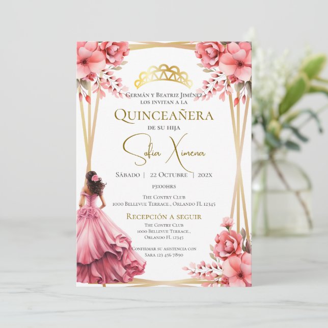 Invitación de Quincenera al Boho español (Anverso de pie)