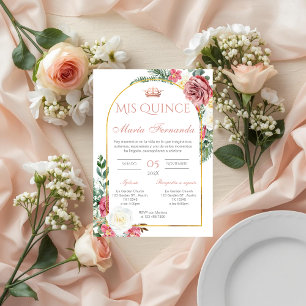 Invitación de Quinceñera en Floral Rosa Española