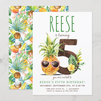 Invitación de quinto cumpleaños a la piña tropical