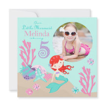 Invitación de quinto cumpleaños a la sirena Auburn