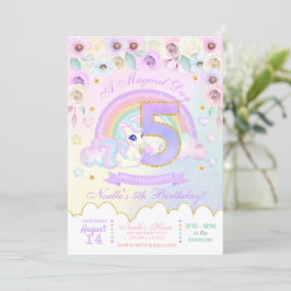 Invitación de quinto cumpleaños de Pastel Rainbow 