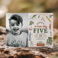 Invitación de quinto cumpleaños de pesca fotográfi