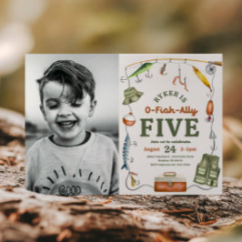 Invitación de quinto cumpleaños de pesca fotográfi