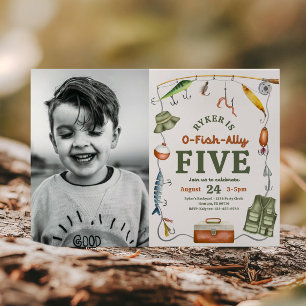 Invitación de quinto cumpleaños de pesca fotográfi