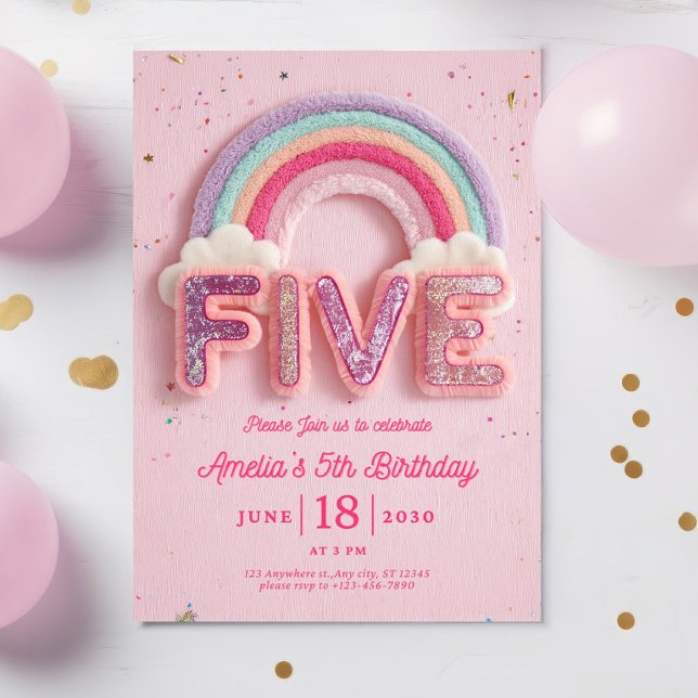 Invitación de quinto cumpleaños editable, 5º cumpl (Subido por el creador)