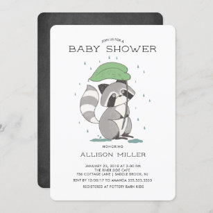 Invitación de Raccoon Baby Shower Adorable