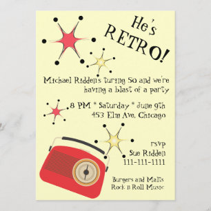 Invitación de radio retra del cumpleaños