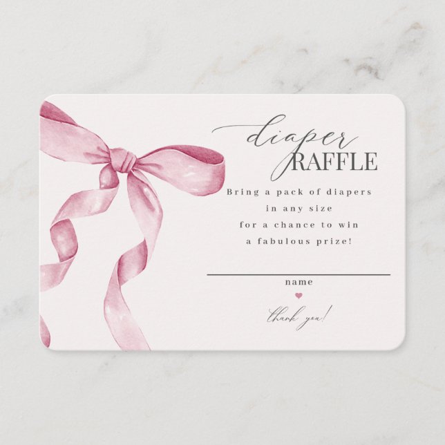 Invitación de Raffle de cuchara rosa Bow (Anverso)
