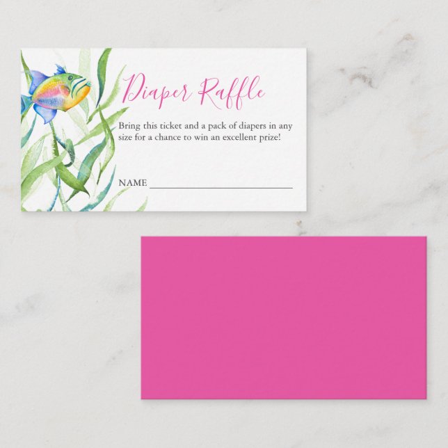 Invitación de Raffle de Diaper Tema Tropical Rosa (Anverso / Reverso)