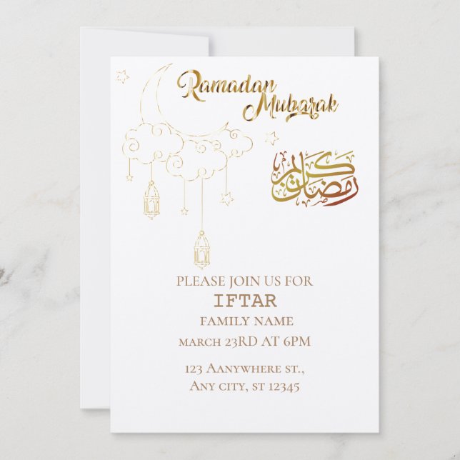 Invitación de Ramadan Kareem al iftar de marfil (Anverso)