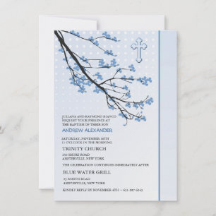 Invitación de ramas azules floridas