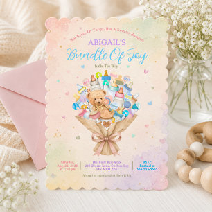 Invitación de ramillete de bebé con borde escalona