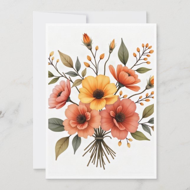 Invitación de ramo de flores de otoño (Anverso)