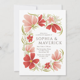 Invitación de Raspberry y Rubor Floral Engagement
