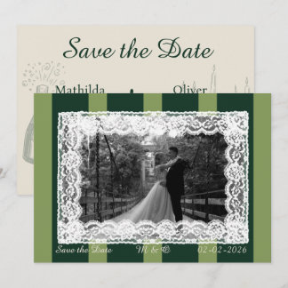 Invitación de Raya Ancha Verde Claro y Oscuro