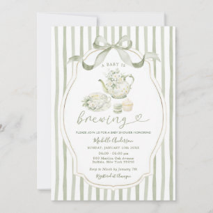 Invitación de raya de fiesta de té verde salvia pa