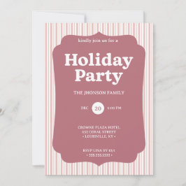 Invitación de rayas de fiesta de Navidad en rojo r