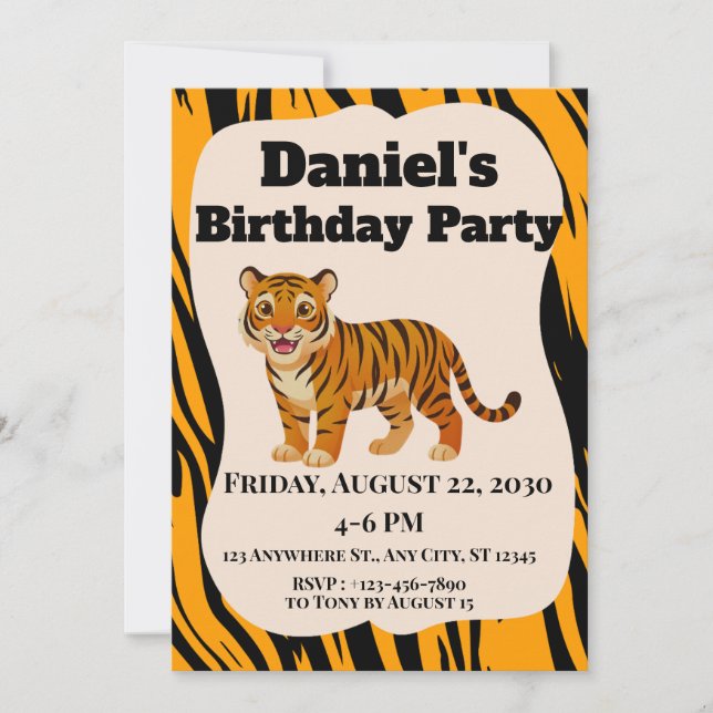 Invitación de rayas de tigre (Anverso)