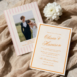 Invitación de rayas elegantes rosa naranja de bril