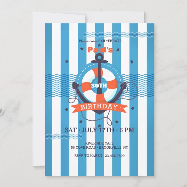 Invitación de Rayas Náuticas (Anverso)