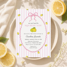 Invitación de rayas para baby shower de limón cítr